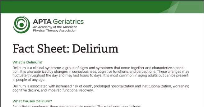 Cognitive and Mental Health SIG Fact Sheet: Delirium